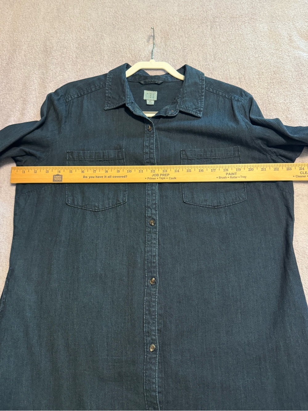 A New Day Ladies denim buttoned cuffs-down shirt dress - Picture 6 of 8